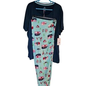 Secret Treasures Camping Under The Stars Pajama Set 3X NWT Camper Print WS45